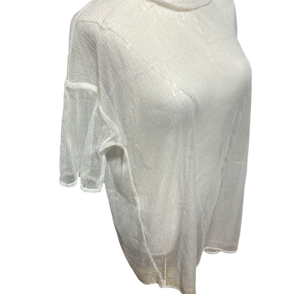 Revolve | Superdown Sheer Sequin Mesh Mini Dress XS White Beach Coverup - Picture 3 of 7